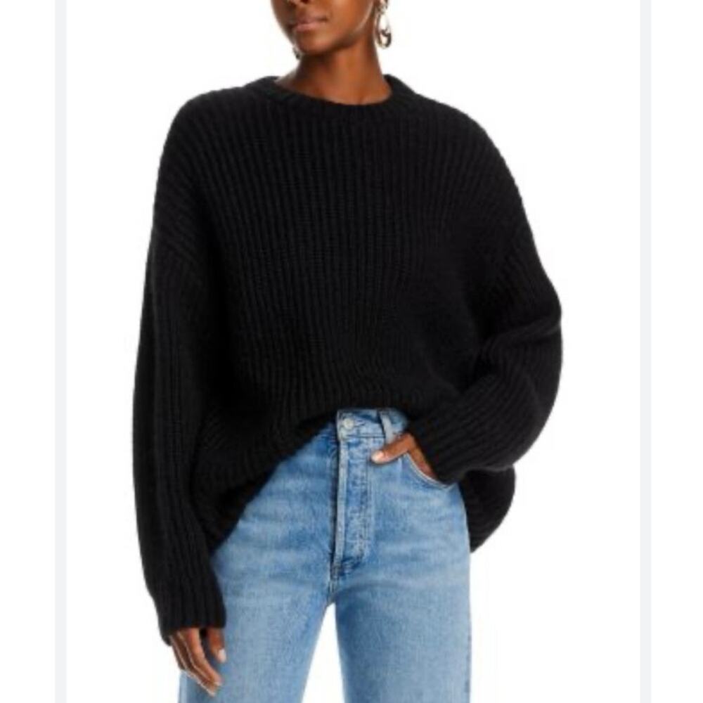 Anine Bing Sydney Wool Crewneck Sweater Sz. M black